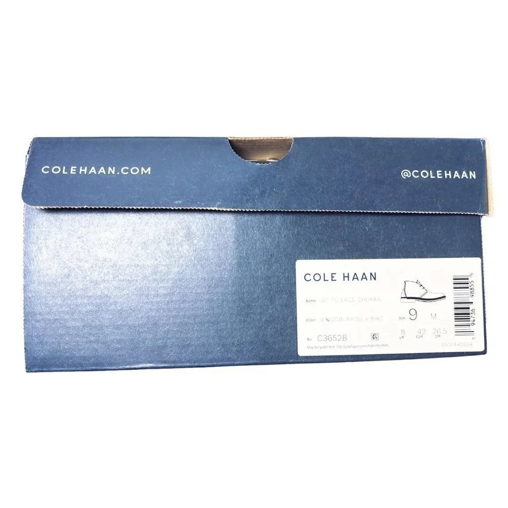 Cole Haan Mens Brown Leather Go To Lace Up White Sole Chukka Boots Sz 9 New